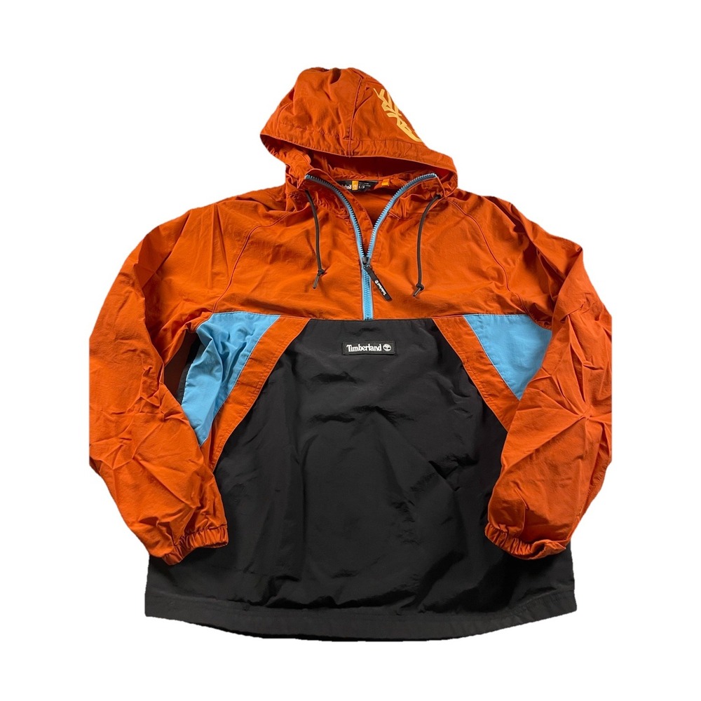 Timberland Men's Windbreaker Jacket Size S Orange Teal Black Old School